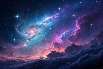 Wall Mural - starry night sky, colorful space galaxy cloud nebula. stary night cosmos. universe science astronomy