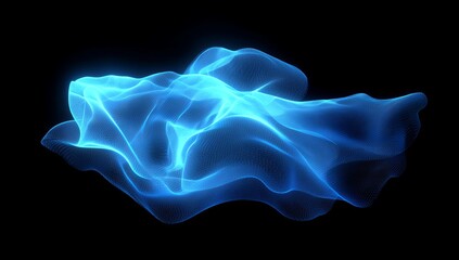 Wall Mural - abstract blue glowing energy cloud on black background.
