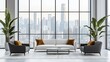 © Nas - Modern living room with city view.