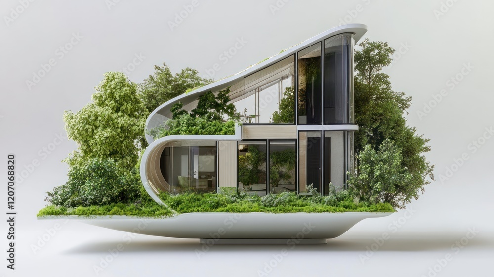 Plan for a sustainable home, incorporating green spaces and eco ...