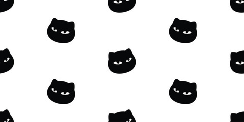 Wall Mural - cat seamless pattern black kitten face head calico neko vector pet cartoon doodle tile background gift wrapping paper repeat wallpaper scarf isolated illustration design