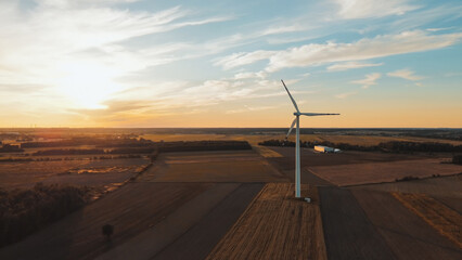 Wall Mural - Wind turbines over fields and farmland