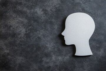 Wall Mural - White Silhouette of a Head on a Dark Textured Background