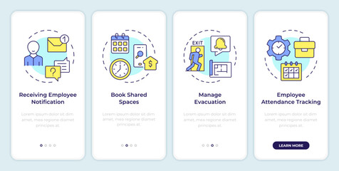 Wall Mural - visitor management system features onboarding mobile app screen. walkthrough 4 steps editable graphi