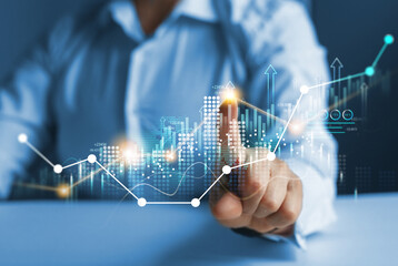 successful business, growth strategy and achieving goals with the rising arrow. business strategy de