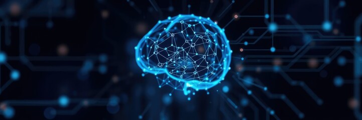 Abstract representation of artificial intelligence in a digital interface, data analysis, AI algorithm, computer programming