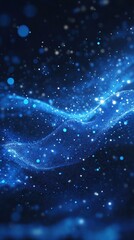Wall Mural - abstract blue particle wave digital energy flow background