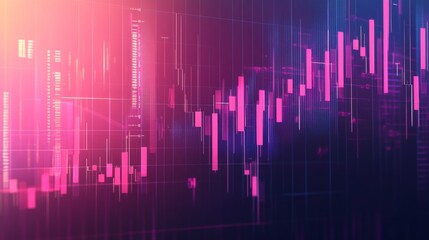 Poster - An abstract financial graph with glowing data points and smooth lines, set against a dark gradient background, conveying a modern and high-tech feel