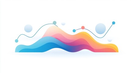 Fototapete - An elegant area chart with smooth curves in gradient colors representing revenue growth over time, set against a light background for a polished appearance