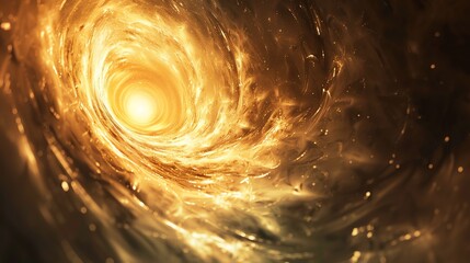 Wall Mural - Molten gold swirls and flows in a mesmerizing vortex. The liquid metal is illuminated from within, creating a radiant glow.