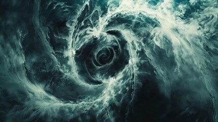 Wall Mural - the dark, swirling vortex is reminiscent of a whirlpool or a tornado. the deep blue and green colors