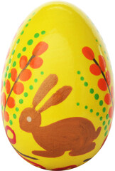 Wall Mural - Yellow Easter egg with brown bunny and floral designs