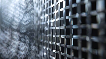 Wall Mural - black metal grid with a shiny surface. abstract industrial background. 3d rendering.