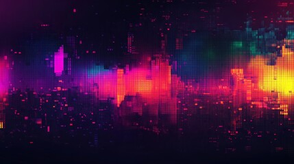 Wall Mural - abstract glitch art background with neon colors