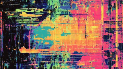 Wall Mural - abstract glitch art background with neon colors