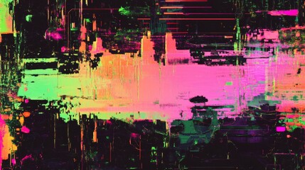 Wall Mural - abstract glitch art background with neon colors