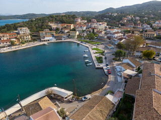 Wall Mural - Aerial  panoramic view of the Kassiopi marina
