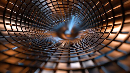 Wall Mural - 3d rendering of a futuristic tunnel made of interlocking metal rings.