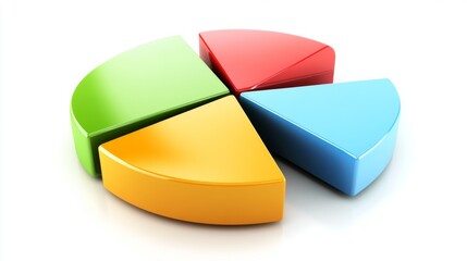 Fototapete - A modern pie chart with vibrant colors and clean, divided segments, set against a white background for a sharp, minimalist look