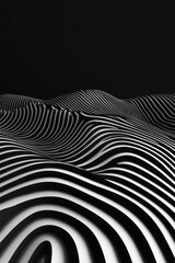 Poster - A contemporary minimalist design with fluid, intertwining lines in monochrome, creating a sophisticated visual effect,