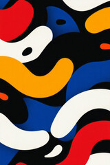Fototapete - An abstract minimalist pattern with intersecting flowing lines in bold colors, adding a touch of vibrancy and movement,
