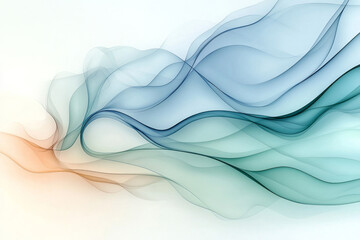 Poster - A serene abstract artwork featuring fluid, flowing lines in cool blue and green tones, symbolizing peace and relaxation,