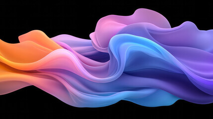 Fototapete - A stunning abstract wave illustration with smooth neon blue and purple gradients blending into each other, evoking a sense of tranquility,