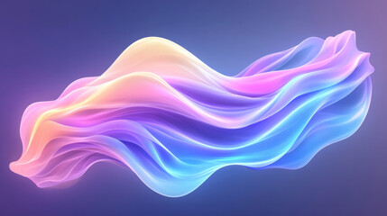 Fototapete - A stunning abstract wave illustration with smooth neon blue and purple gradients blending into each other, evoking a sense of tranquility,