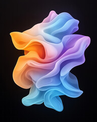 Poster - A vibrant abstract artwork of flowing waves adorned with neon blue and purple gradients, set against a sleek dark background,