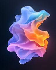 Leinwandbilder - A vibrant abstract artwork of flowing waves adorned with neon blue and purple gradients, set against a sleek dark background,