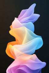 Leinwandbilder - A captivating abstract wave design with vibrant neon blue and purple gradients flowing harmoniously over a deep black canvas,