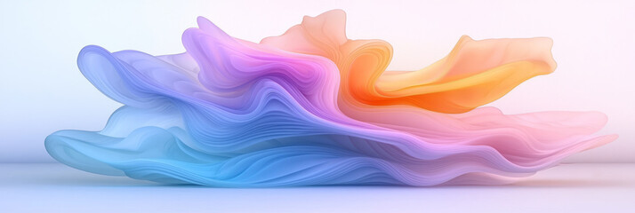 Poster - A minimalist abstract wave composition featuring sleek neon blue and purple gradients, creating a modern and elegant aesthetic,