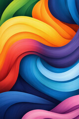 Fototapete - A dynamic abstract artwork featuring vibrant lines weaving through intricate gradient curves, creating a lively and engaging pattern,