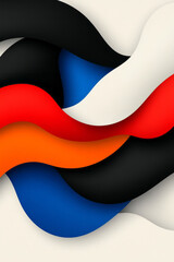 Fototapete - An elegant abstract design with flowing gradient curves accented by vibrant, multicolored lines, enhancing the visual appeal,