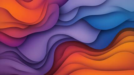 Poster - A captivating abstract design with intertwined wavy patterns in deep purple and bright orange gradients, adding a sense of harmony and balance,