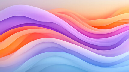 Aufkleber - An elegant abstract artwork showcasing undulating waves in vibrant purple and soft orange gradients, blending seamlessly for a harmonious look,
