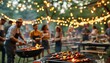 ©  VladaToday - Labor day bbq celebration with festive atmosphere and string lights