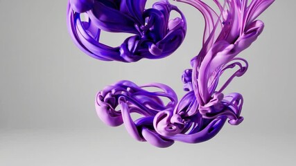 Poster - Abstract purple and pink ink in water, swirling fluid motion. Creative art and design concept
