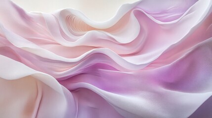 Leinwandbilder - A soothing abstract image of soft, wavy lines in gradient shades of pink and lavender, flowing seamlessly across a light background for a calming effect