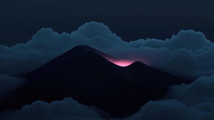 Wall Mural - a mountain range is lit up by a pink sun