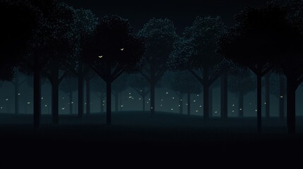 Wall Mural - a forest at night with glowing trees