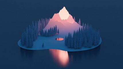 Poster - A mountain range is reflected in the water of a lake