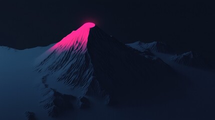 Wall Mural - a mountain with a red glow on it