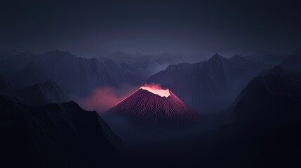 Wall Mural - a mountain range with a volcano in the middle