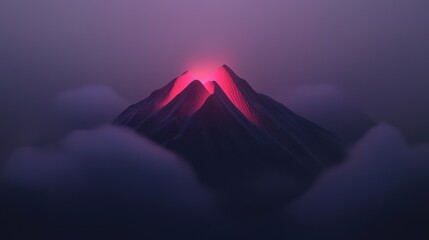 Wall Mural - a mountain with a red glowing top