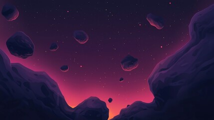 Wall Mural - a purple sky with many rocks in it