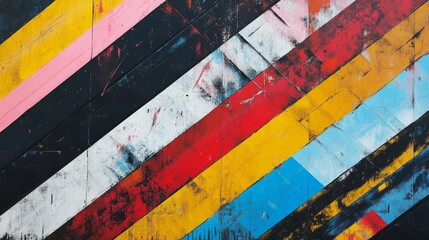 Leinwandbilder - A vibrant abstract composition of colorful diagonal lines crossing each other on a dark background, creating a striking visual contrast and energy