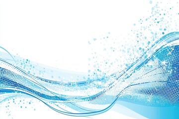 Wall Mural - Abstract Blue Waves with Dots and Sparkles on a Light Background
