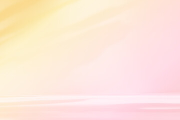 Fototapete - Abstract pink color gradient studio background for product presentation. Empty room with shadows of flowers and plant leaves. 3d orange room with copy space. Summer concept. Blurred backdrop