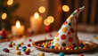 © Kristina Kuzina - Whimsical Haman's hat with polka dots on festive table, playful celebration